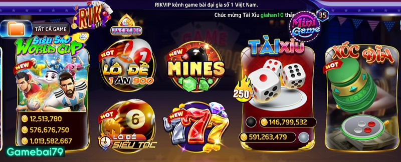 Kho game của cổng game bài Rikvip Club cực đa dạng và hấp dẫn