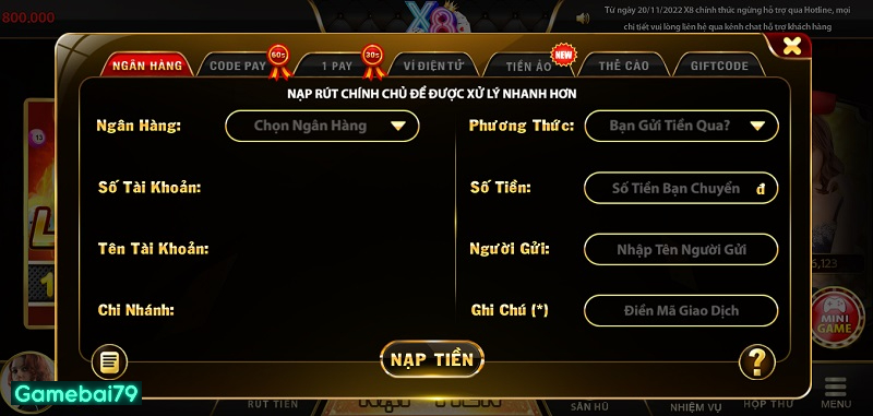 Hướng dẫn anh em tân thủ nạp tiền X8 Club đơn giản và dễ hiểu