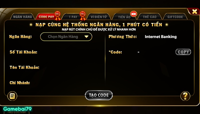 Nạp tiền Codepay siêu nhanh chóng và dễ thao tác