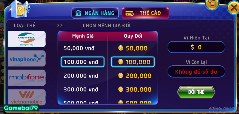 Thông tin cần cung cấp cho hệ thống khi nạp rút cũng rất đơn giản