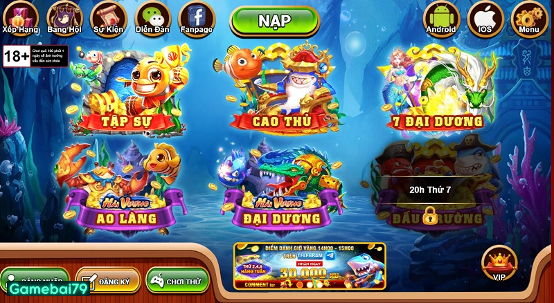 Cổng game cung cấp 6 phòng cho thành viên lựa chọn