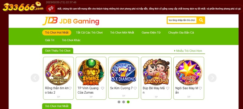 Kho game tiền tỷ tại nhà cái 333666