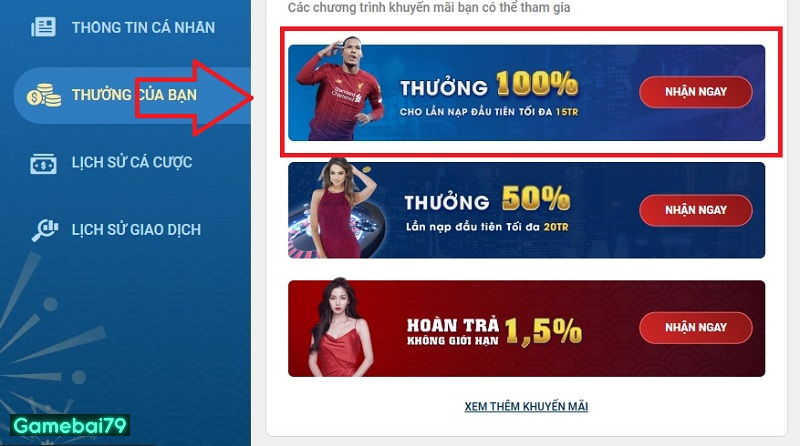 Ưu đãi tặng thưởng 100% cho người chơi mới