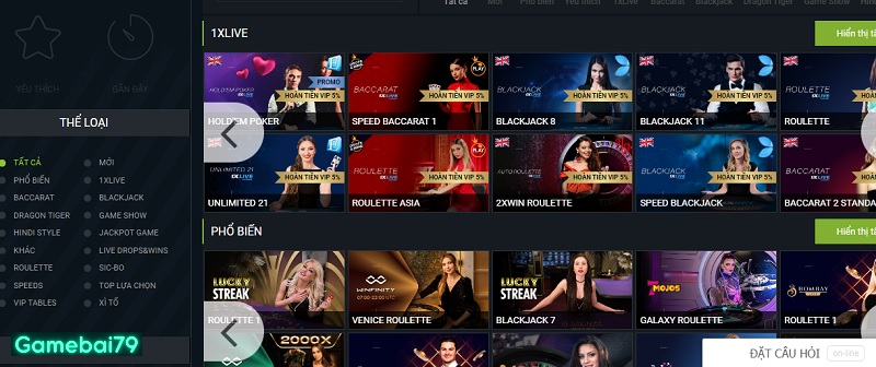 Live Casino với nhiều phương thức đặt cược cho anh em