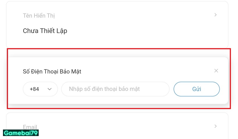 Cập nhật số di động để sử dụng chế độ bảo mật của nhà cái