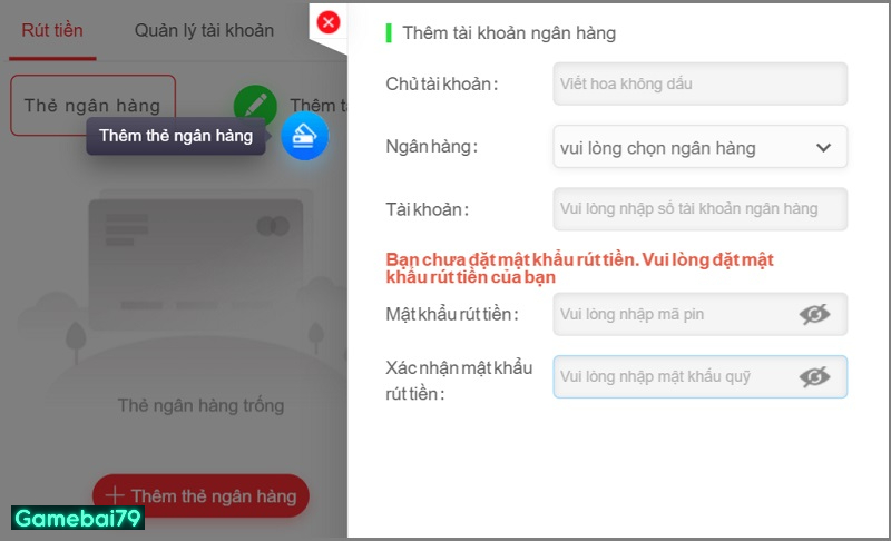 Cách thêm thông tin tài khoản ngân hàng vào hệ thống